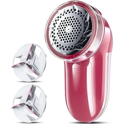 Bymore Compact 2-in-1 Fabric Shaver, Honeycomb Mesh, Bright Red